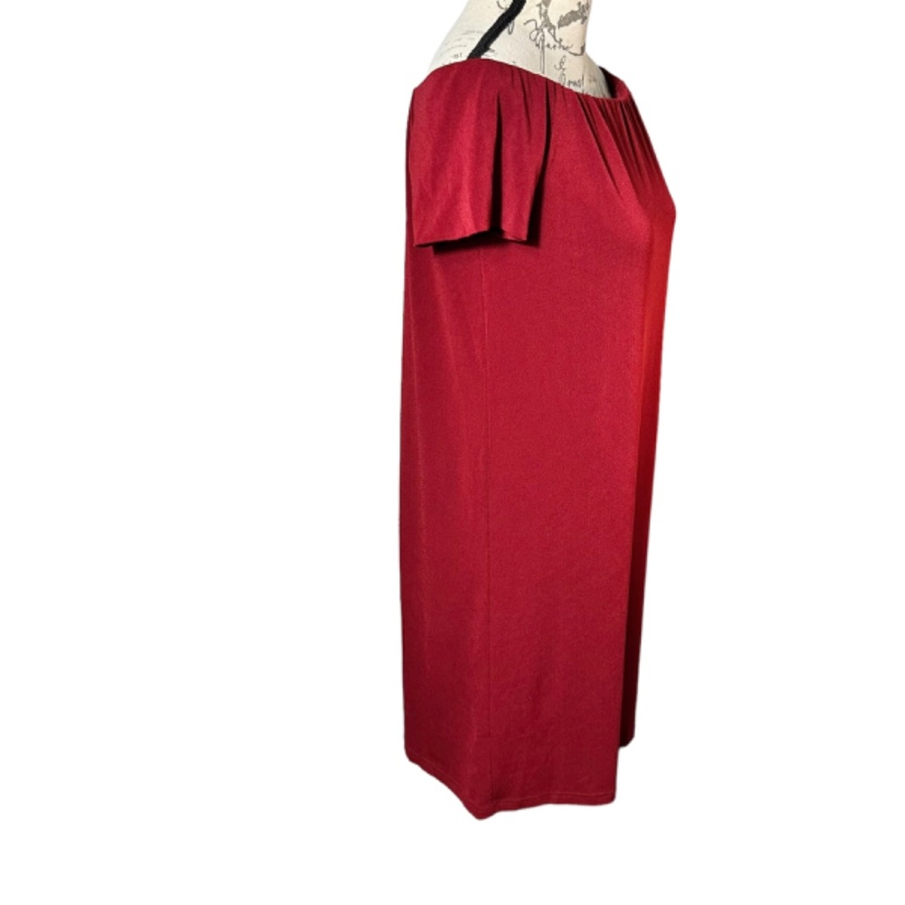 Bishop + Young | Burgundy Off-Shoulder Knee-Length Dress - M - Picture 2 of 7
